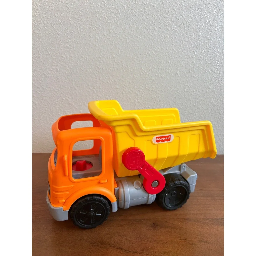 Fisher-Price Little People Dump Truck Orange‎ Yellow Construction Toy Vehicle